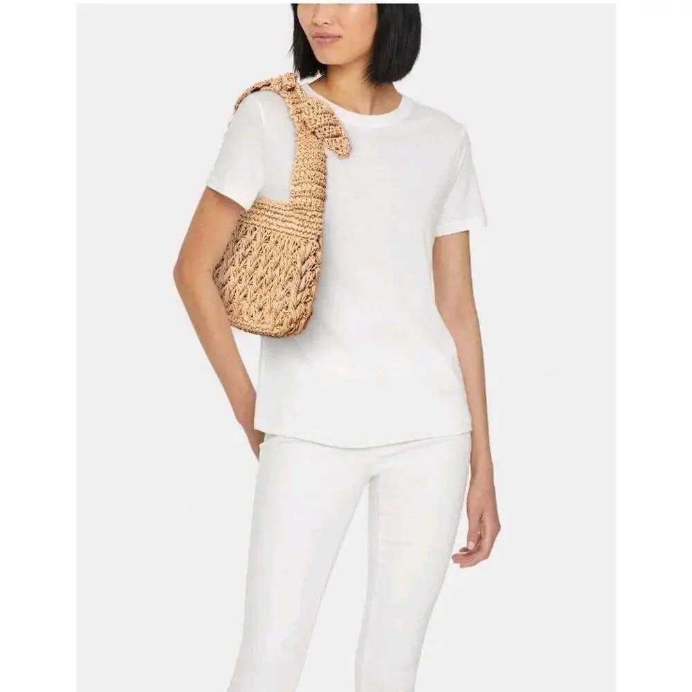 A New Day™ Straw Tie-Top Shoulder Bag Light Brown Woven Paper Beige - Picture 2 of 6